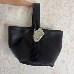 Merit Black Women's Tote Bag with Silver Accent